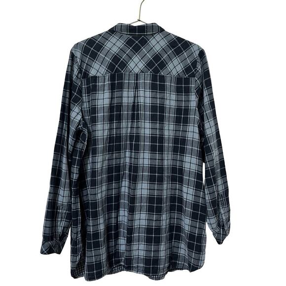 J. Jill 2-Ply Gauze Plaid Button Tunic Shirt Size L Lightweight Western Barn - Picture 2 of 8